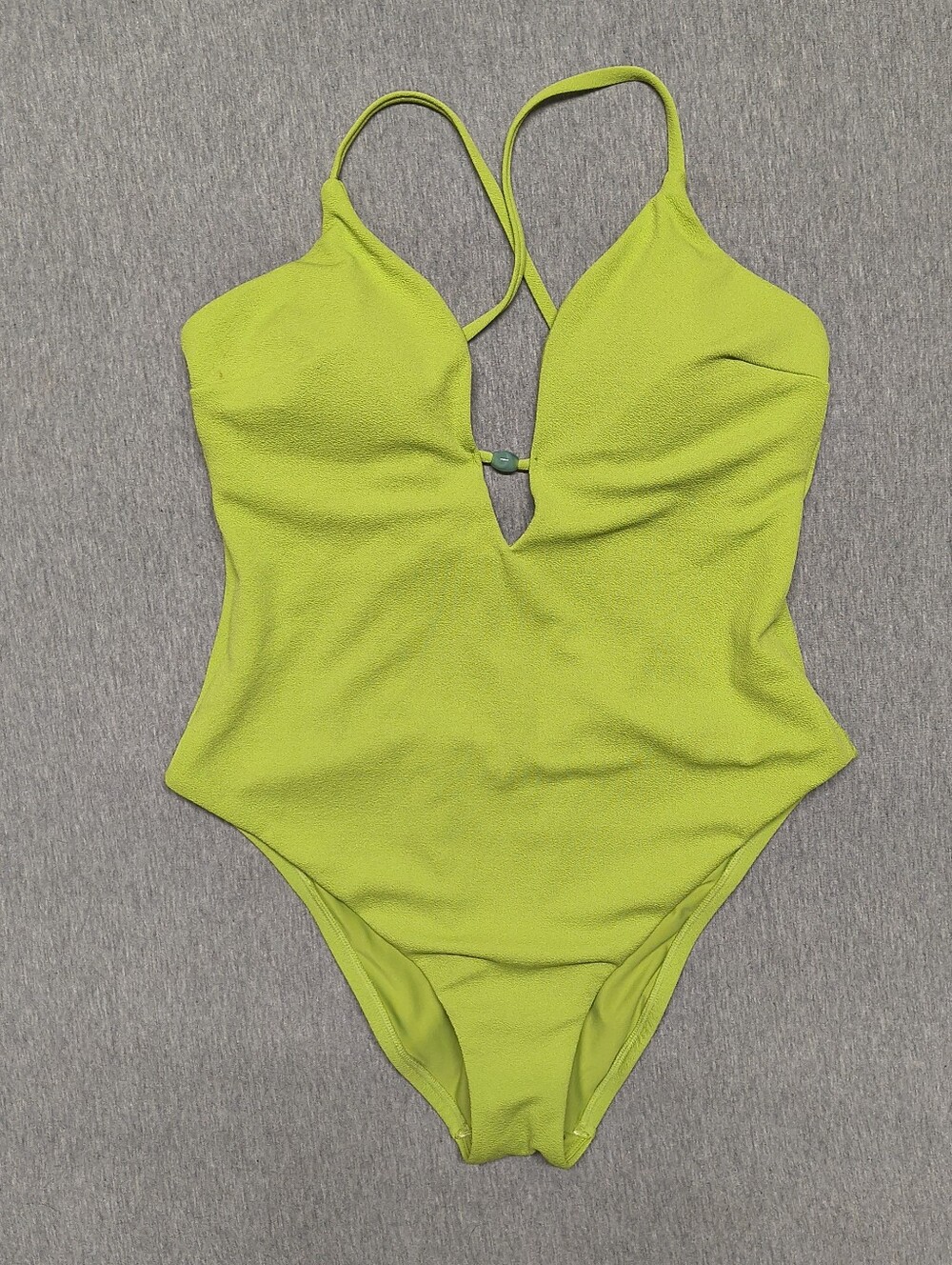 Shade & Shore Women’s Crepe Beaded Plunge Cheeky‑Coverage One‑Piece Swimsuit